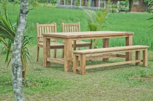 Teak Gartenbank ohne Lehne