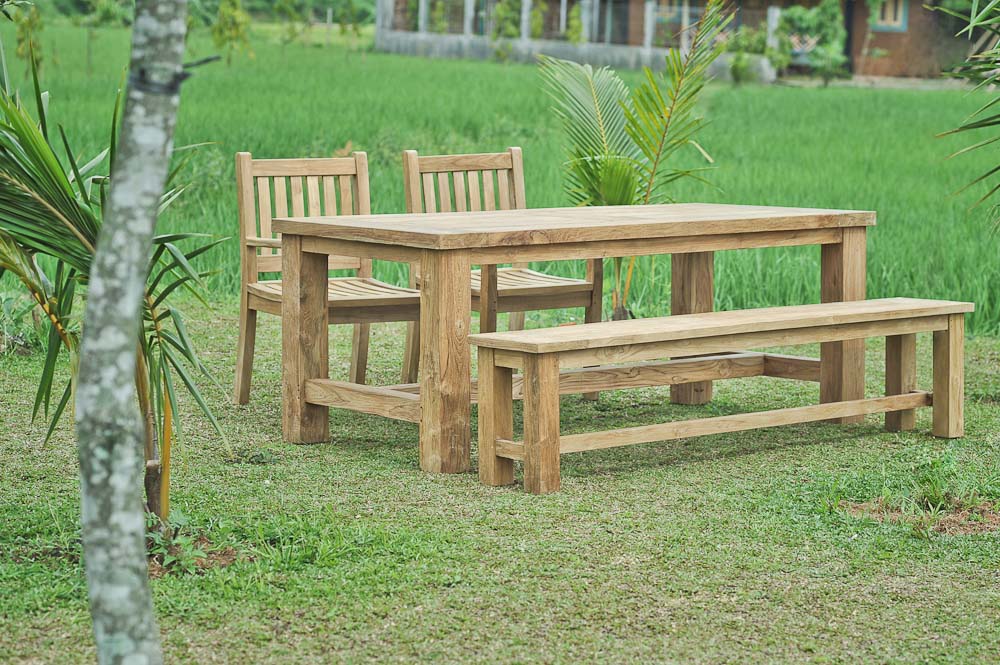 Teak Gartenbank ohne Lehne