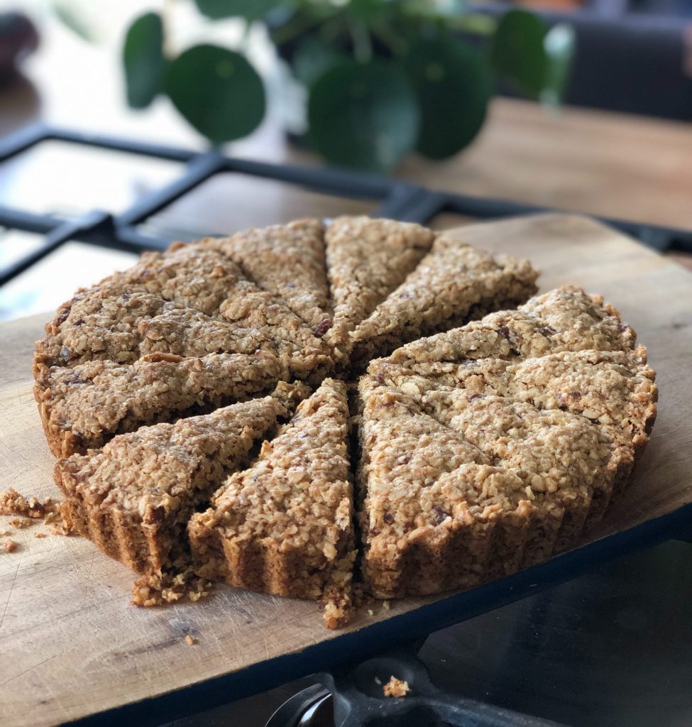 sliced pie on wooden board